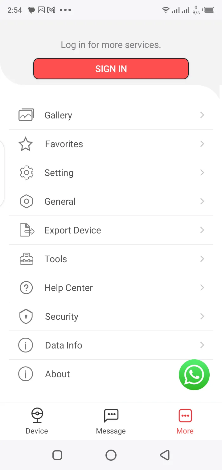Screenshot of gCMOB push alerts and device health monitoring